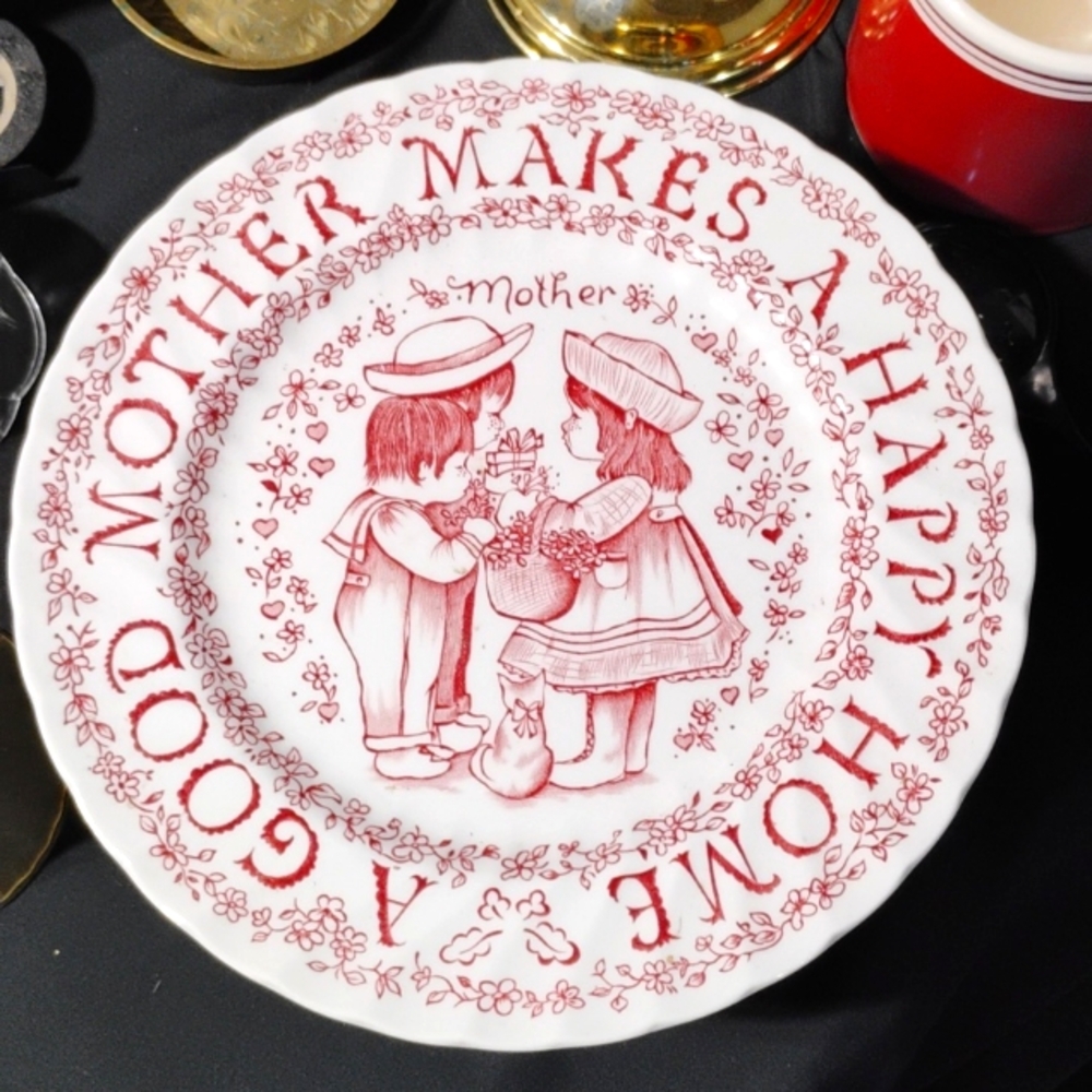 Royal crownford mother plate rose color ribbon sides